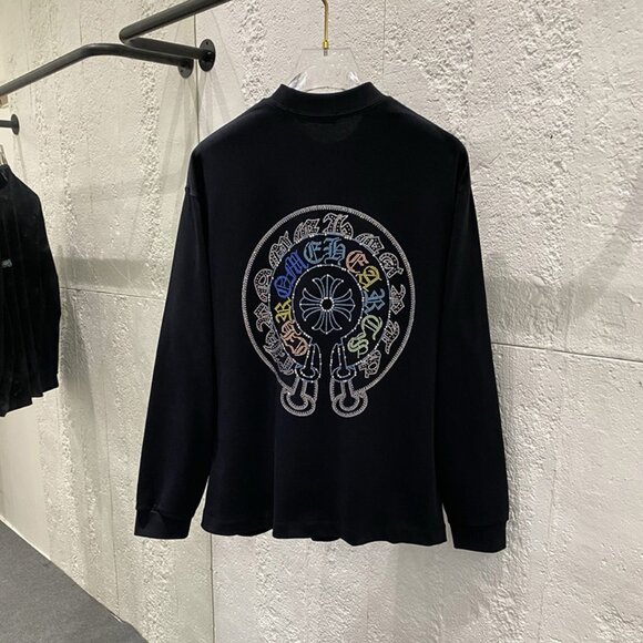 Chrome Hearts Rhinestone Black Long Sleeve T-Shirt - Picture 1 of 7